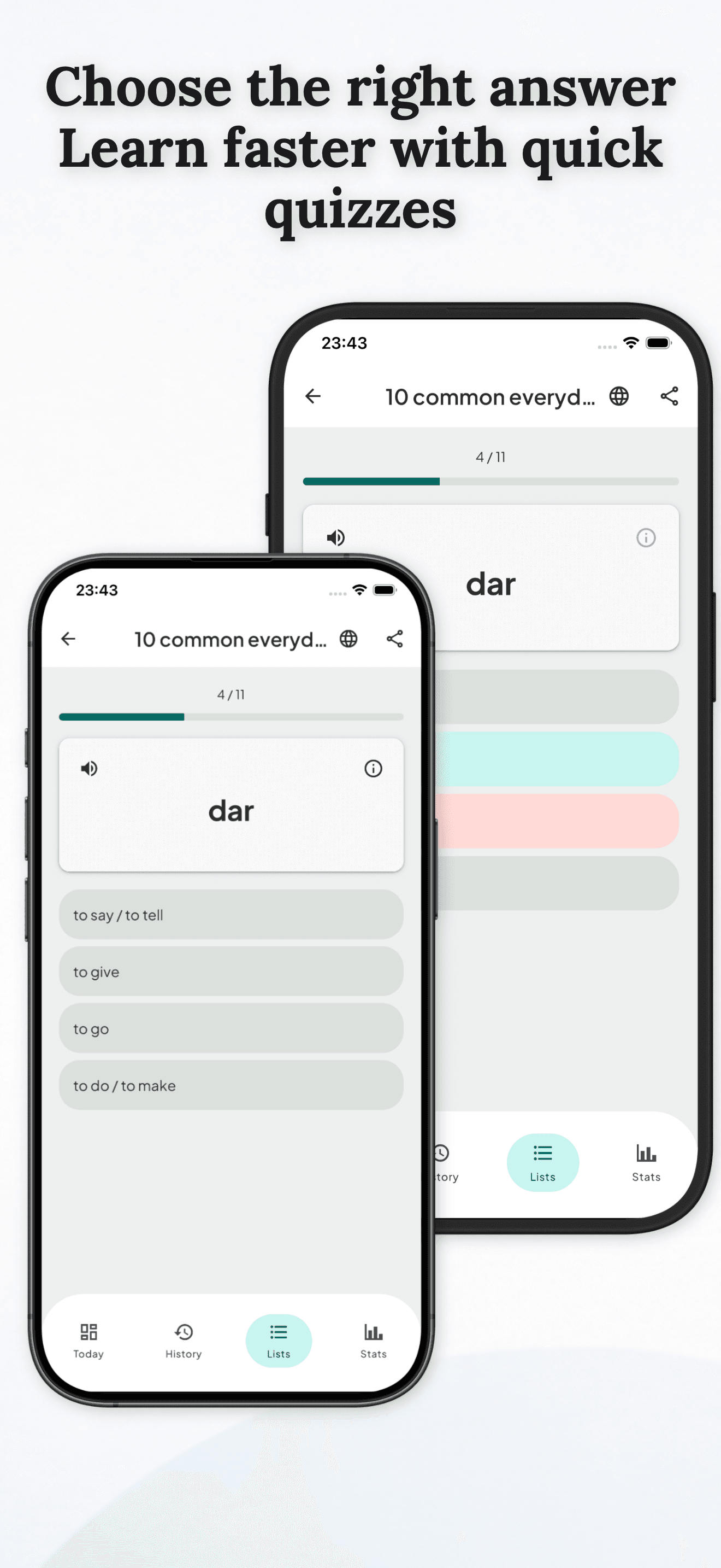 Quick quiz mode in 5Learn